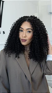 Peruca Lace Front Castanho Escuro - Cabelo Cacheado