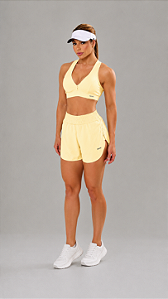 Conjunto Fitness Feminino Lara Seven Top Suplex Maxx com Forro Duplo, Bojo Removível e Short Duplo Tactel com Suplex