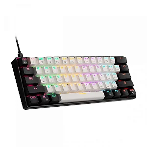 TECLADO MECANICO GAMER GAMDIAS AURA GK2 BRANCO E PRETO SWITCH BLUE ABNT2
