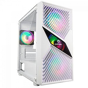 Gabinete Gamer One Power Fractal, Mid Tower, Vidro Temperado, M-ATX, Sem Fonte, Sem Fan, Branco, CC-201W