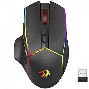 Mouse Gamer Sem Fio Redragon Axe Pro, RGB, Wireless/Bluetooth, 8000 DPI, 8 Botões, Sensor PAW3104, Preto, M814RGB-PRO