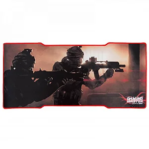 Mousepad Gamer K-Mex Swat Atirador, Grande 80x35cm, Base Emborrachada, Borda Costurada - Fx-X8035