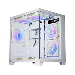 Gabinete Gamer Kmex Aquario CGW305 Branco Micro ATX Sem Fan, Vidro Temperado