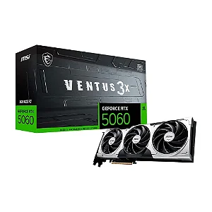 Placa de Vídeo MSI RTX 5060 8G VENTUS 3X OC NVIDIA Geforce, 8GB, GDDR7, 128bits, DLSS 4, Triple Fan, OpenGL 4.6