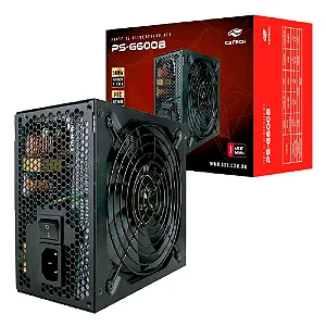 Fonte C3Tech Gamer ATX, 600W, 80 Plus Bronze, PFC Ativo, Bivolt Automático, PS-G600B