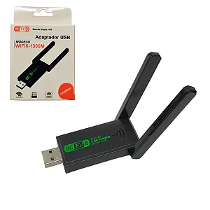 Adaptador Wi-Fi 6 Dual Band 2-4G e 5G USB 3.0 5Ghz 1300Mbps 2 Antenas