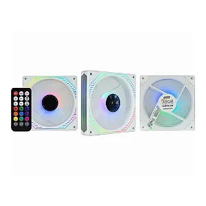 KIT COOLER KMEX ARGB AAUW INFINITY3D 3 COOLERS 120 MM COM CONTROLADORA BRANCO