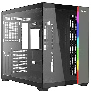 Gabinete Gamer Mid Tower Sem Fan Sem Fonte Ca-614b Tesseract RGB Preto Redragon