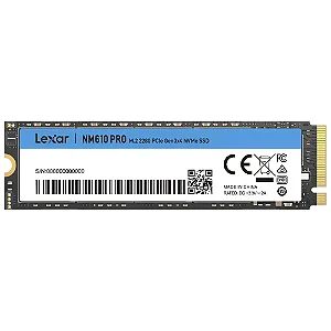 SSD Lexar NM610 Pro, 500GB, M.2 2280, PCIe NVMe, Leitura 3000MB/s, Gravacao 1700MB/s, LNM610P500G-RNNNG