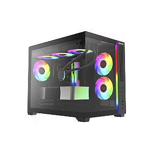 Gabinete Gamer Redragon Wideload Mini Lite, RGB, Mid Tower, Vidro Temperado, Matx, Sem Fan, Preto, Ca-611b