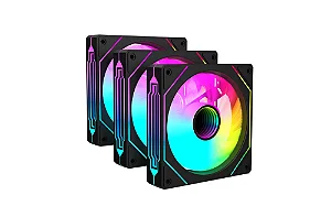 Kit 3 Fans Redragon ARGB 120 Mm Espelho Infinito Preto