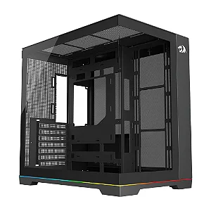Gabinete Gamer Redragon Scalpel, Mid Tower, ATX, ARGB, Aquário com Fita de LED, USB 3.0, Sem FANs, Preto - GC-628