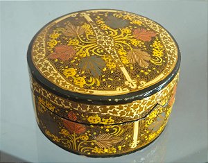 caixa indiana de papel machê (antiguidade / raridade / relíquia / antiquário)