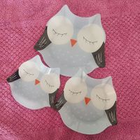 pratos / pratinhos para petiscos formato de coruja / corujinha - 3 peças