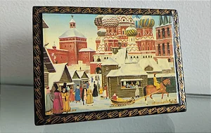 caixa de madeira russa (antiguidade / raridade / relíquia / antiquário)