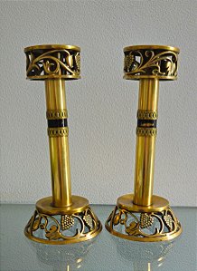 par de castiçais judaicos / israel / jerusalém (antiguidade / raridade / relíquia / antiquário)