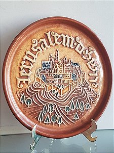 prato judaico em cerâmica / israel / jerusalém (antiguidade / raridade / relíquia / antiquário)