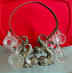 6 copos de shot / licor c suporte (antiguidade / raridade / relíquia / antiquário)