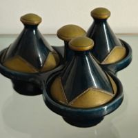 tagine marroquino / saleiro / pimenteiro em cerâmica e metal