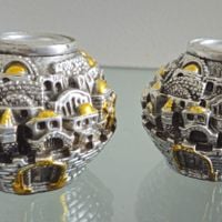 par de castiçais judaicos / israel / jerusalém (antiguidade / raridade / relíquia / antiquário)