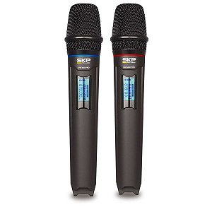 Microfone Uhf-600 Duplo De Mao Sem Fio Sauhf600Pro
