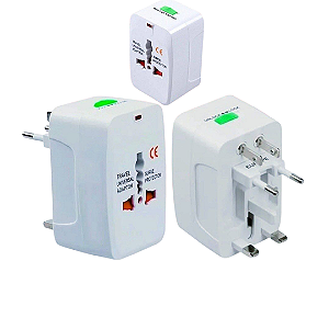 Adaptador Universal de Viagem com Protetor de Surto