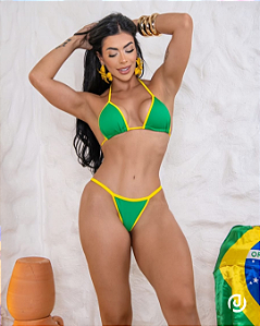 Biquíni de Fita Brasil Amarelo e Verde