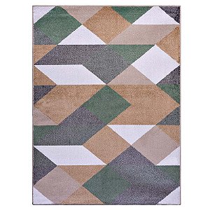 Tapete Sala Classic Maiorca 24 Caramelo Verde 1,00 X 1,50 M Desenho Do Tecido Geométrico