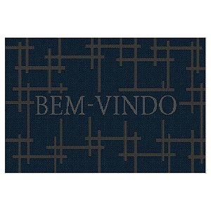 Tapete De Porta  Domani Cross 40x60 Cm Bem-vindo Azul-petróleo