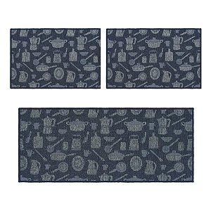 Kit Tapete 3 Peças Funcional Bistrô Azul 20 – J Serrano