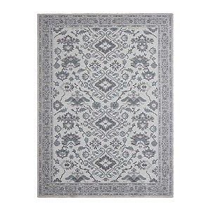 Tapete Funcional Sala / Quarto  - Tamanho 200x250  Cm- Cor Cinza/azul Claro - Medalhao - J. Serrano