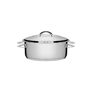Caçarola Solar Rasa em Aço Inox Fundo Triplo com Tampa e Alças - Diametro 20 cm - 2,9 L - Tramontina
