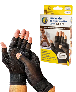 LUVAS DE COMPRESSAO COM COBRE PARA ARTRITE E TENDI