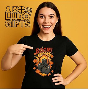 Camiseta 100% Algodão Exploding Kittens - Gatos Boom