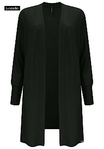 Cardigan Preto e Off White em Tecido Lurex