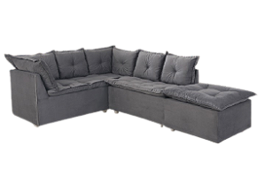 SOFA DE CANTO TURIM 2 MOD+1PUFF CINZA LISO