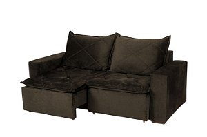 SOFA RETR DUBAI 184CM - LISO MARROM - AREZZO