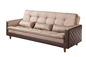 SOFA CAMA VIENA LINHO BEGE/2274 C/ KORINO MARROM/2239 LUXURY