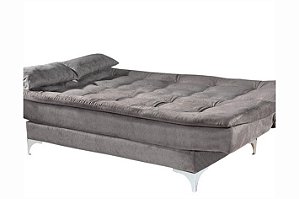 SOFA CAMA PARIS - PE CROMADO - CINZA LISO