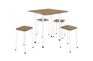 MESA DOBRAVEL ASTI MADEIRADO BORDA MEL C/4 BANQ - BONAVITA