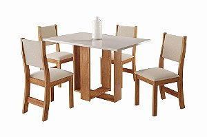 MESA MILANI 120X80 MEL/OFF C/4 CAD SOL LINHO BEGE  - VIERO