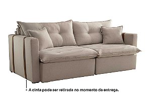 SOFA RETR LISBOA 180CM S/CX LINHO BEGE/459 - EST TEIX