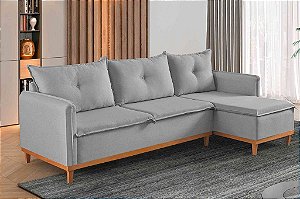 SOFA CHAISE ORLANDO LINHO CINZA/27 - BOARETO
