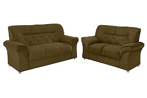 SOFA CJ 3X2 LUG CAETE/2084 VEL MARROM/D 2078 - LUFER