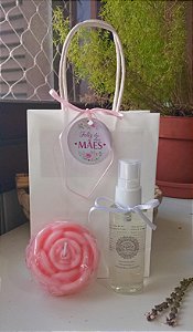 Kit 10 Aromatizador Spray 60 ml+ Vela Rosa + Sacola com Tag personalizado