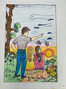 Desenho original da capa realizado pelas artistas Sara e Livia