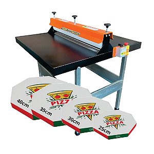 Kit Fábrica de Caixas de Pizza - Corte e Vinco Elétrica de 100cm + 4 Facas de Caixas P, M, G e GG