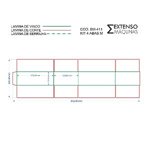 Facas de Corte e Vinco Caixa Fechamento 4 Abas M