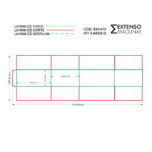 Facas de Corte e Vinco Caixa Fechamento 4 Abas G