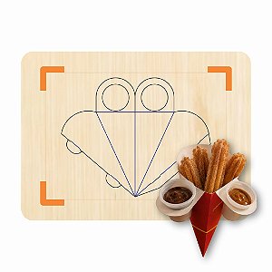 Faca de Corte e Vinco Embalagem Churros Gourmet com Suporte - Folha A4